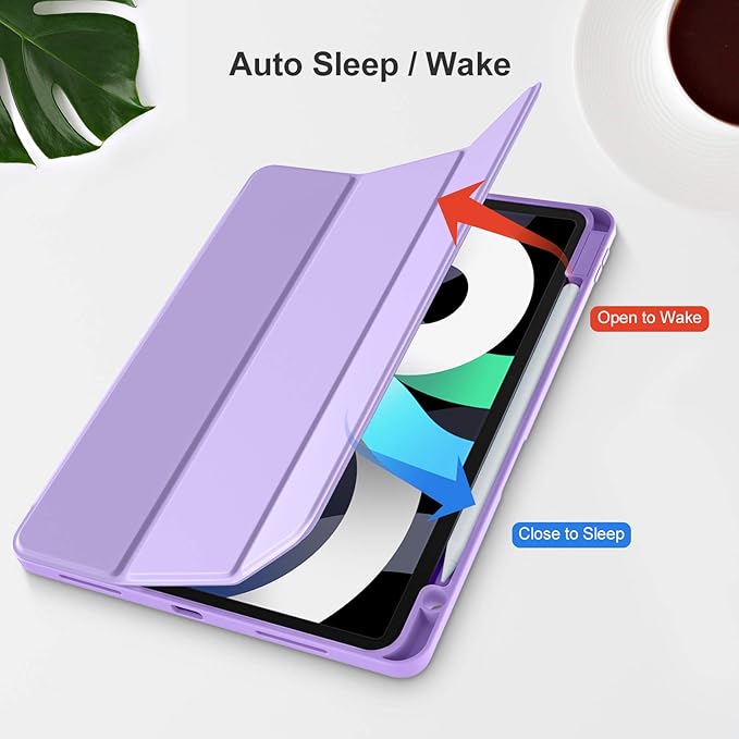 Husa de protectie pentru tableta, potrivita pentru iPad Air 11" 7/6generatii(M3/M2 )2025/2024, iPad Air 5/4 generatii 2022/2020 10.9 ", functie automata trezire/sleep, cu tava pentru stilouri, Violet