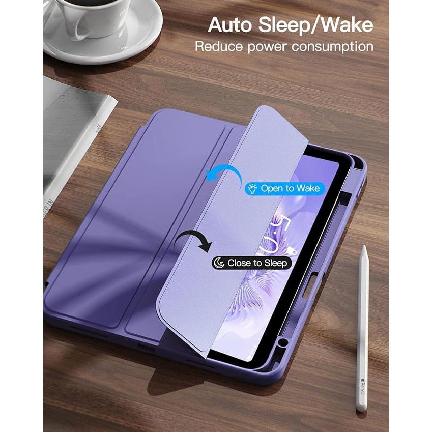 Husa de protectie pentru tableta, potrivita pentru iPad Air 11" 7/6generatii(M3/M2 )2025/2024, iPad Air 5/4 generatii 2022/2020 10.9 ", functie automata trezire/sleep, cu tava pentru stilouri, Violet