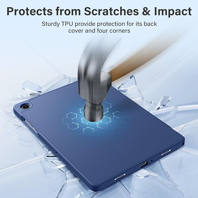 Husa pentru Samsung Galaxy Tab A11/A9 8, 7 inch, 2025/2023, TPU Smart Cover, set cu unghiuri de vizualizare dublu, Albastru intens