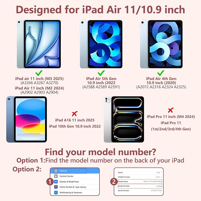 Husa cu tastatura pentru iPad Air de 11 inci (M3 2025 / M2 2024) si Air 5/4, cu o tastatura de 10, 9 inci (iluminare de fundal in 7 culori), Bluetooth, functionalitate de suport USB Type-C si slot pentru stylus, Roz