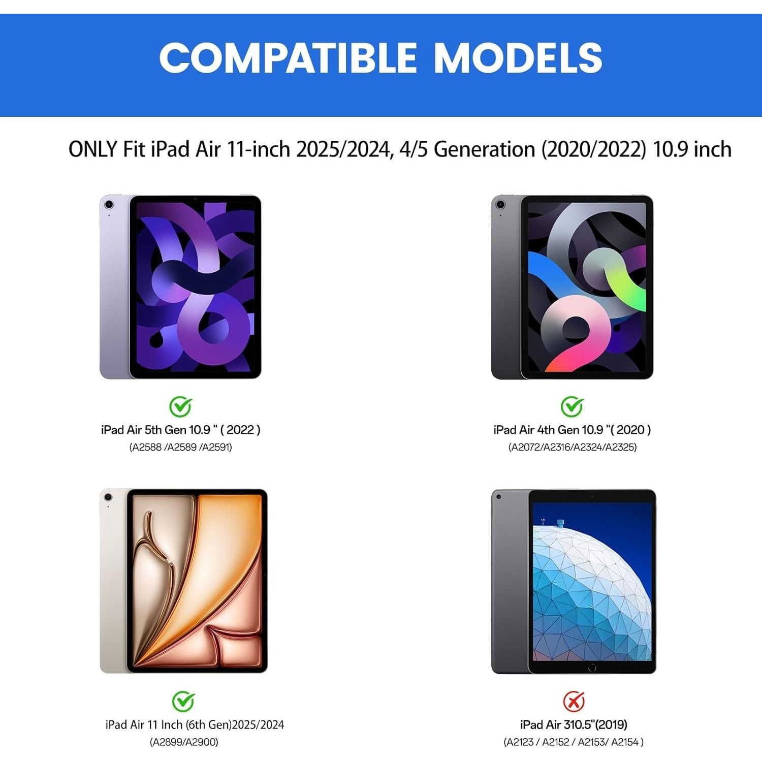 Husa tableta, Compatibil cu Apple iPad Air 4/5 10.9inch, Air 11 inch M3/M2(2025/2024) Negru