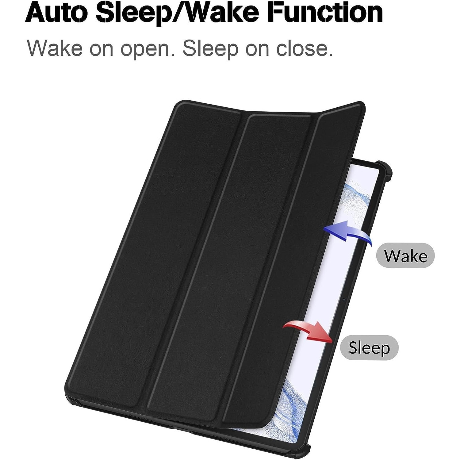 Husa pentru Samsung Galaxy Tab S10 Lite, S9, S9 FE, S10 FE Slim UltraLight functie sleep/wake-up, Aiyando, negru