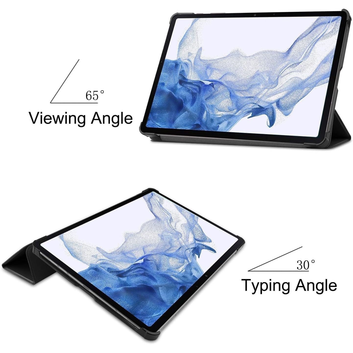 Husa pentru Samsung Galaxy Tab S10 Lite, S9, S9 FE, S10 FE Slim UltraLight functie sleep/wake-up, Aiyando, negru