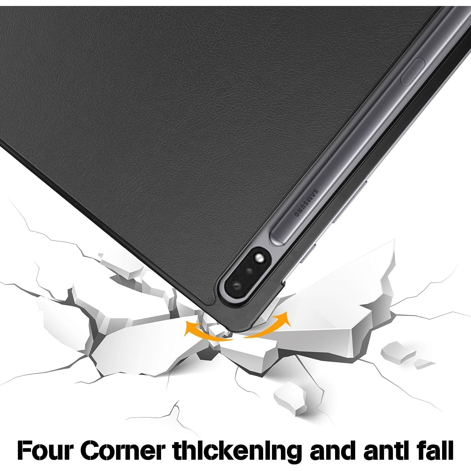 Husa pentru Samsung Galaxy Tab S10 Lite, S9, S9 FE, S10 FE Slim UltraLight functie sleep/wake-up, Aiyando, negru