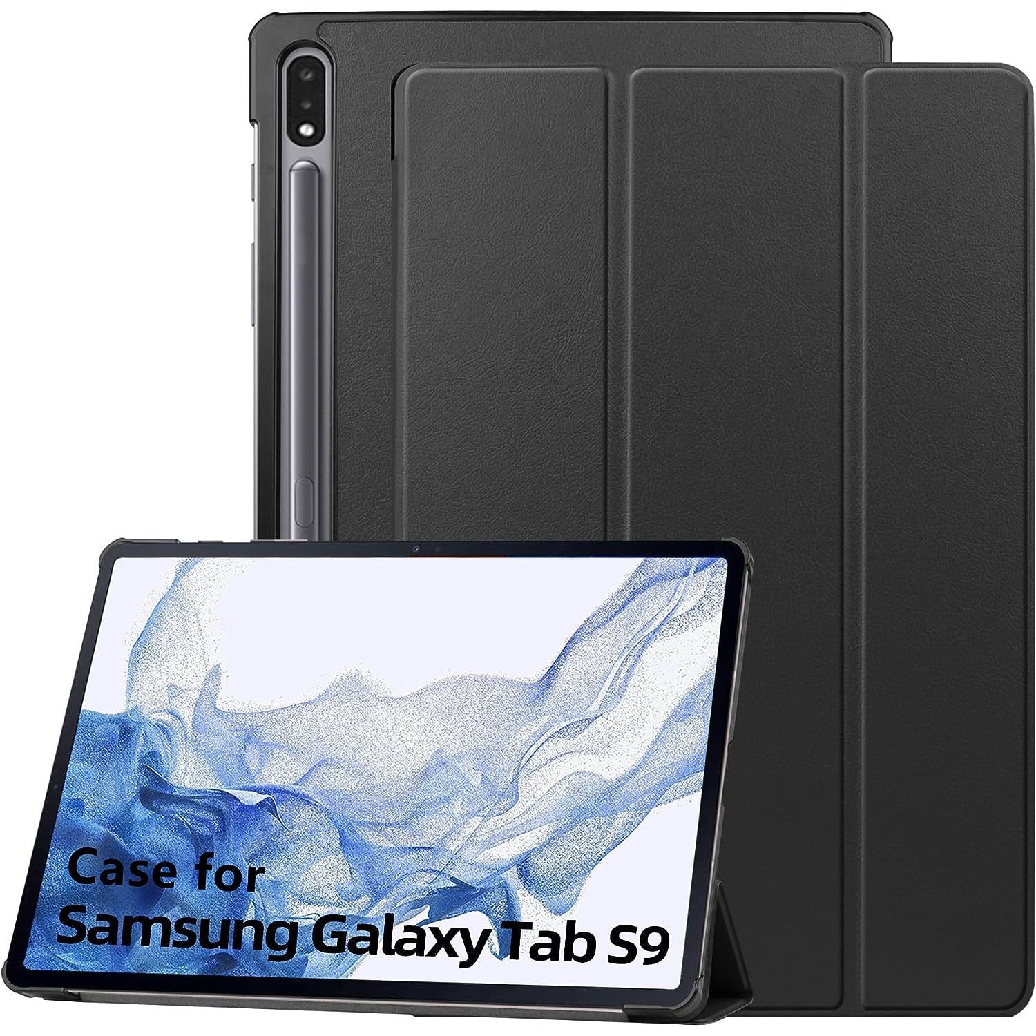 Husa pentru Samsung Galaxy Tab S10 Lite, S9, S9 FE, S10 FE Slim UltraLight functie sleep/wake-up, Aiyando, negru