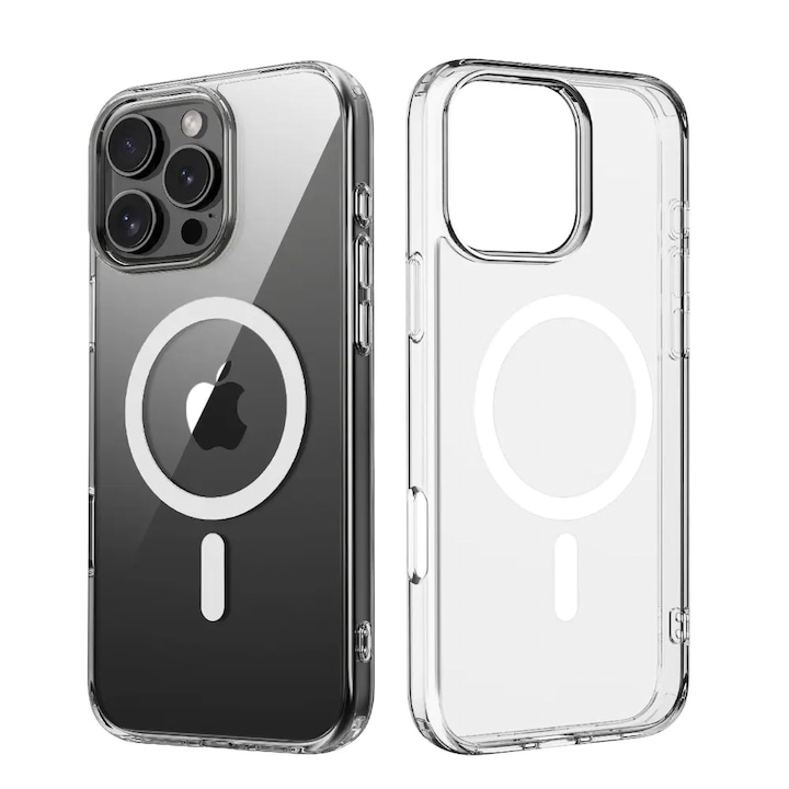 Husa pentru Iphone 16 Pro, compatibila Magsafe, Antisoc, Transparenta