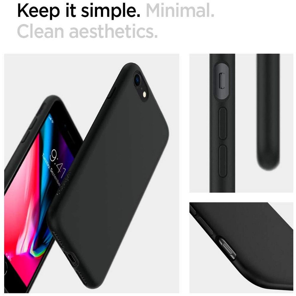 Carcasa Spigen Liquid Crystal compatibila cu iPhone 7/8/SE 2020/2022 Matte Black