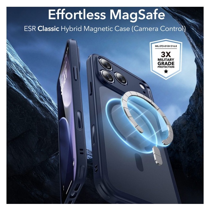 Husa ESR Classic HaloLock Compatibila Cu iPhone 17 Pro, Functie MagSafe, Protectie La Camera, Colturi Intarite, Frost Blue