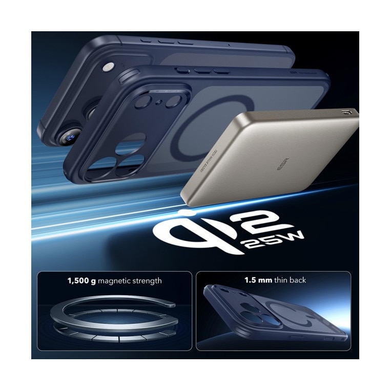 Husa ESR Classic HaloLock Compatibila Cu iPhone 17 Pro, Functie MagSafe, Protectie La Camera, Colturi Intarite, Frost Blue