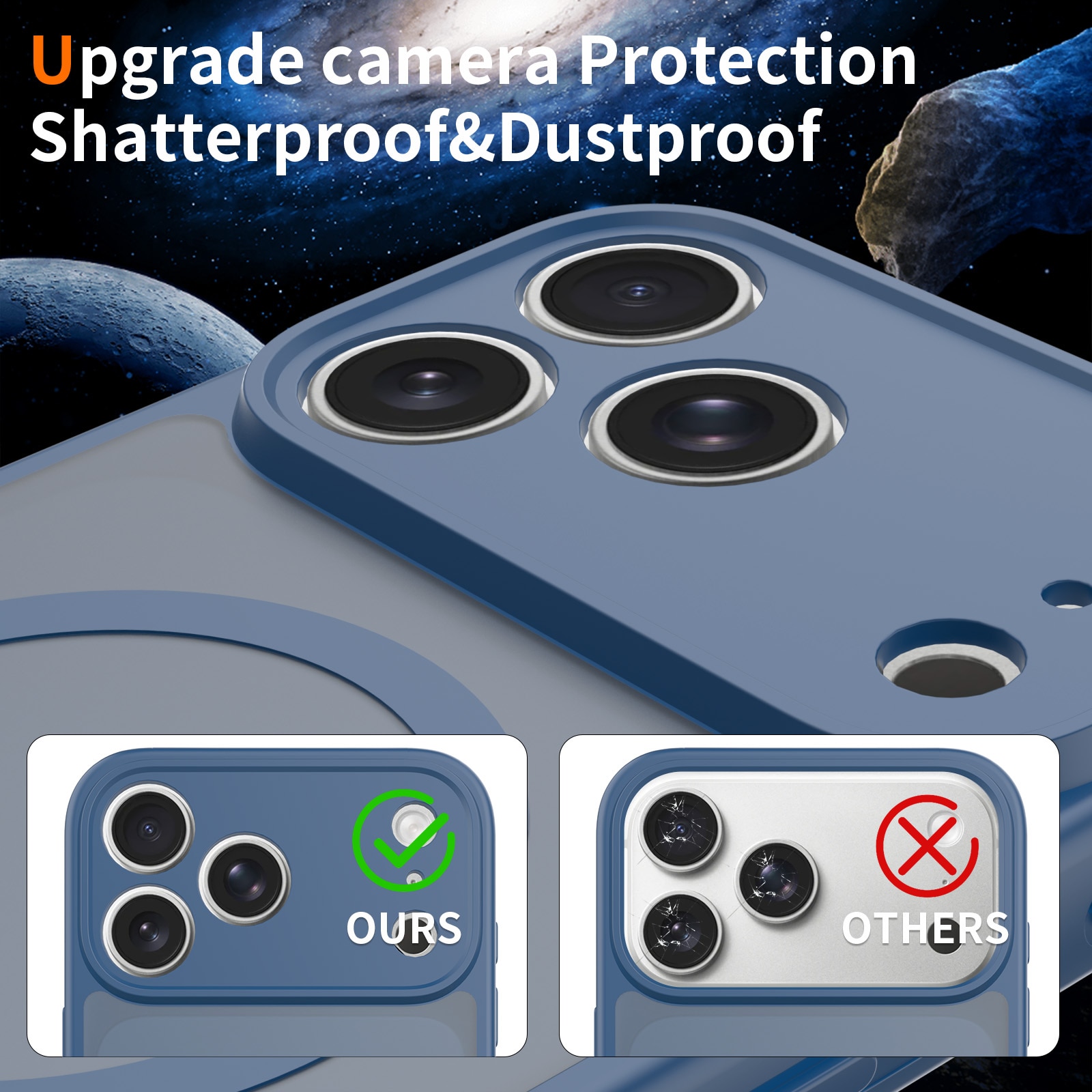Husa de protectie pentru iPhone 17 Pro Max, Omelivon, MagSafe, Protectie completa, Anti-Soc, Decupaje Precise, Incarcare Wireless, Albastru inchis