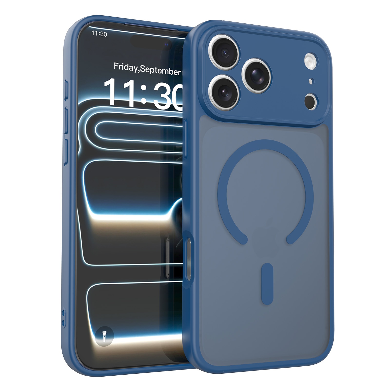 Husa de protectie pentru iPhone 17 Pro Max, Omelivon, MagSafe, Protectie completa, Anti-Soc, Decupaje Precise, Incarcare Wireless, Albastru inchis