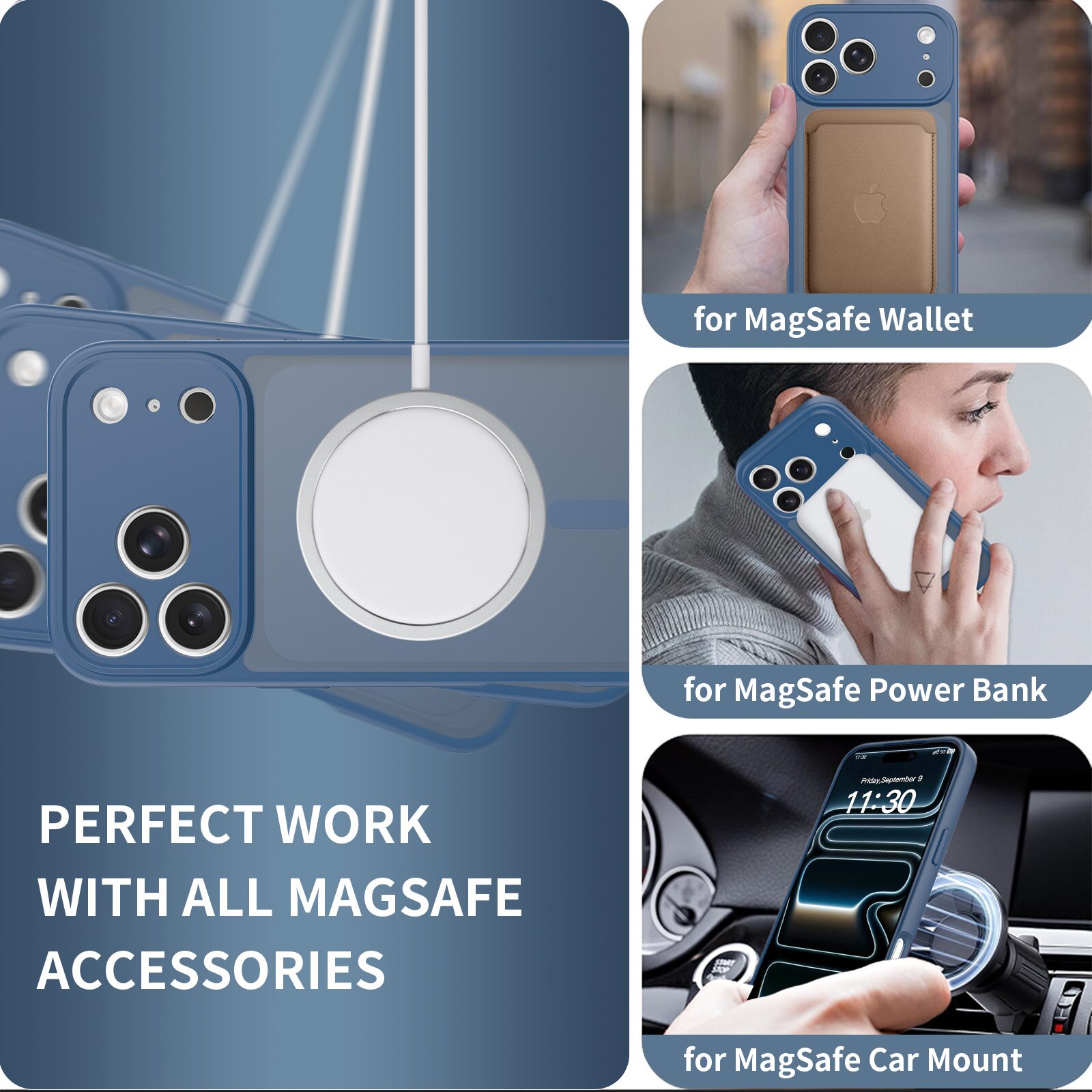 Husa de protectie pentru iPhone 17 Pro Max, Omelivon, MagSafe, Protectie completa, Anti-Soc, Decupaje Precise, Incarcare Wireless, Albastru inchis