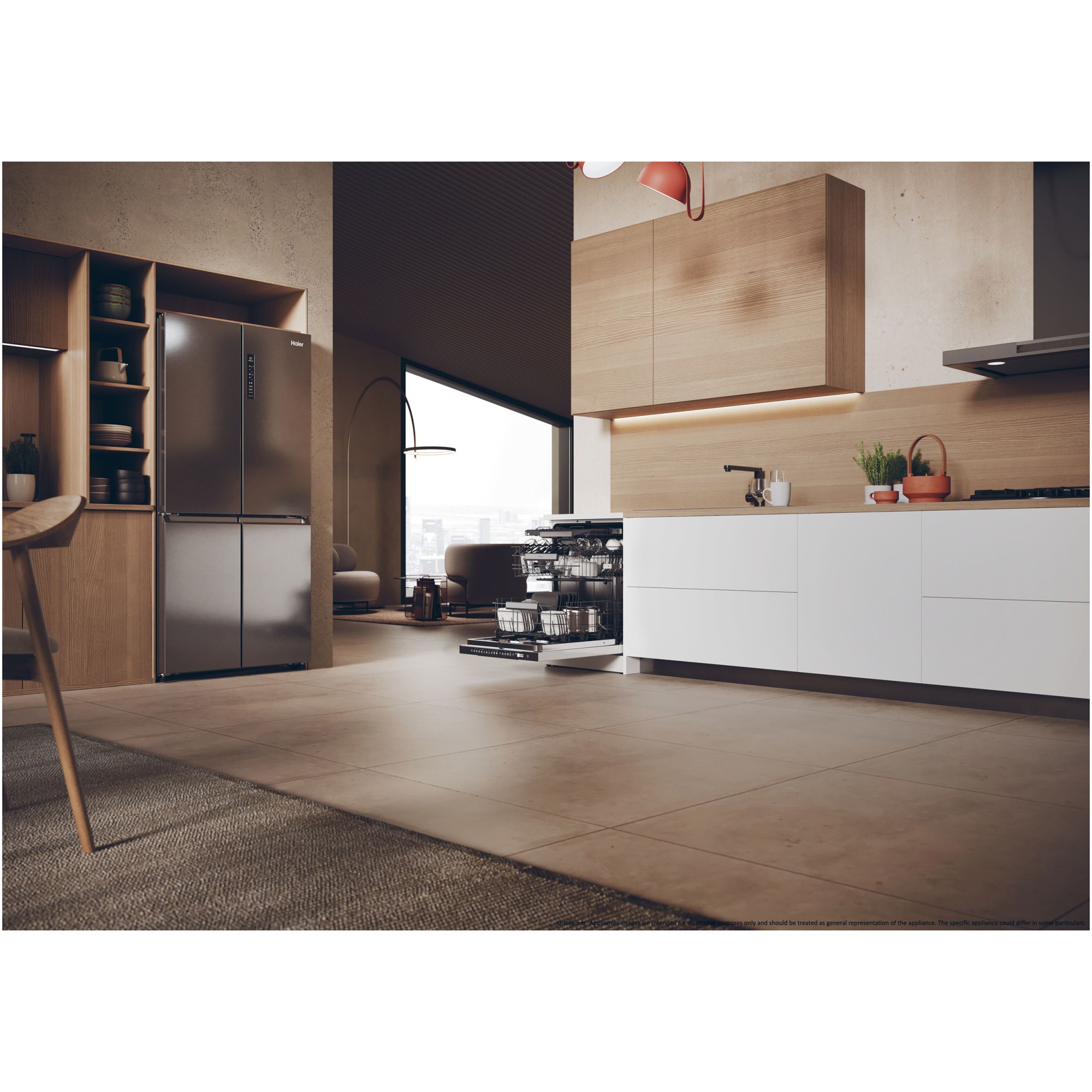 Masina de spalat vase Haier XF 5C4M1W, 15 seturi, 10 programe, Clasa C, Motor Inverter, WiFi, H-Spray Arm, Flex Zone, Part Light, Automatic Open Door, 60 cm, Alb