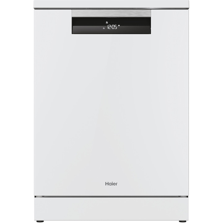 Masina de spalat vase Haier XF 5C4M1W, 15 seturi, 10 programe, Clasa C, Motor Inverter, WiFi, H-Spray Arm, Flex Zone, Part Light, Automatic Open Door, 60 cm, Alb