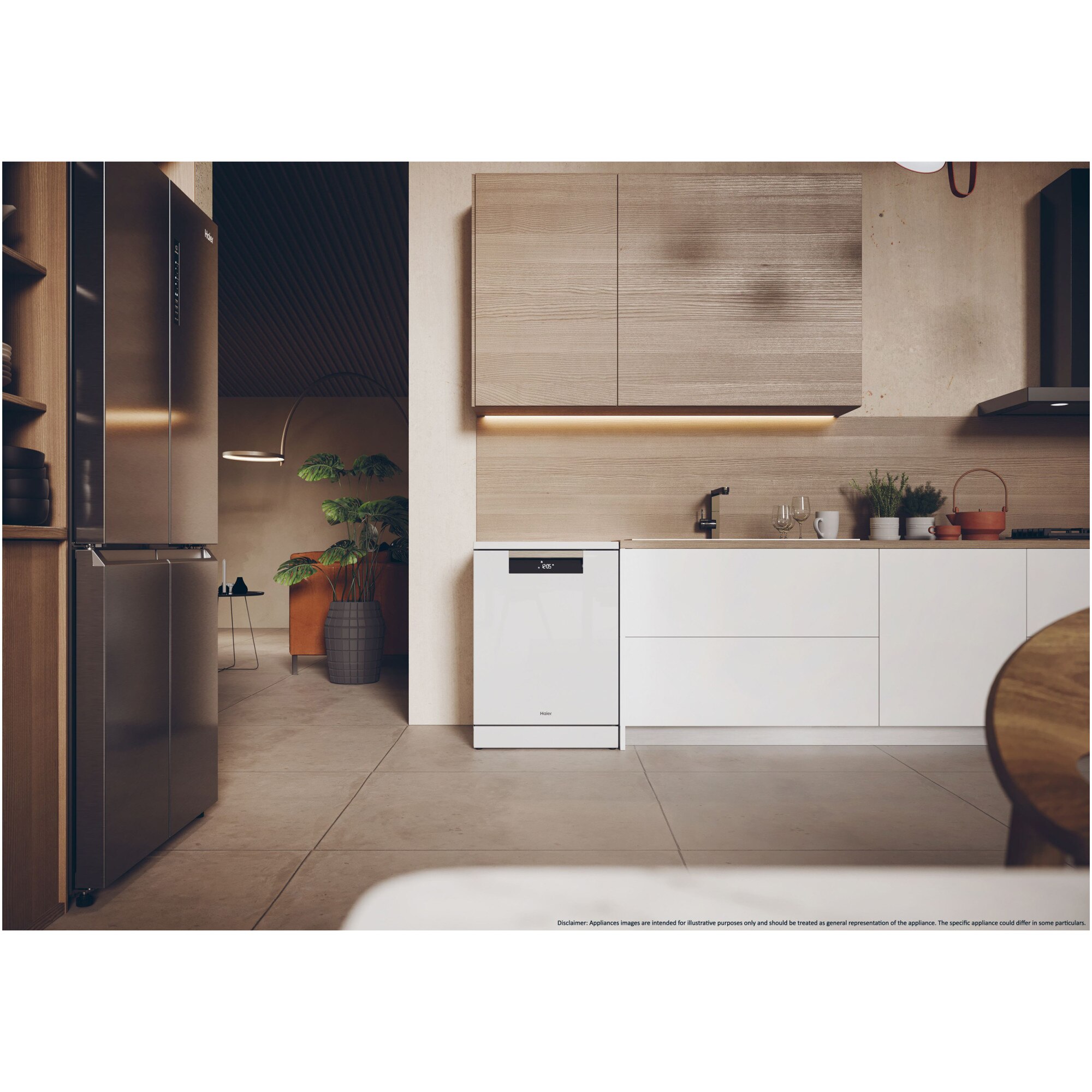 Masina de spalat vase Haier XF 5C4M1W, 15 seturi, 10 programe, Clasa C, Motor Inverter, WiFi, H-Spray Arm, Flex Zone, Part Light, Automatic Open Door, 60 cm, Alb