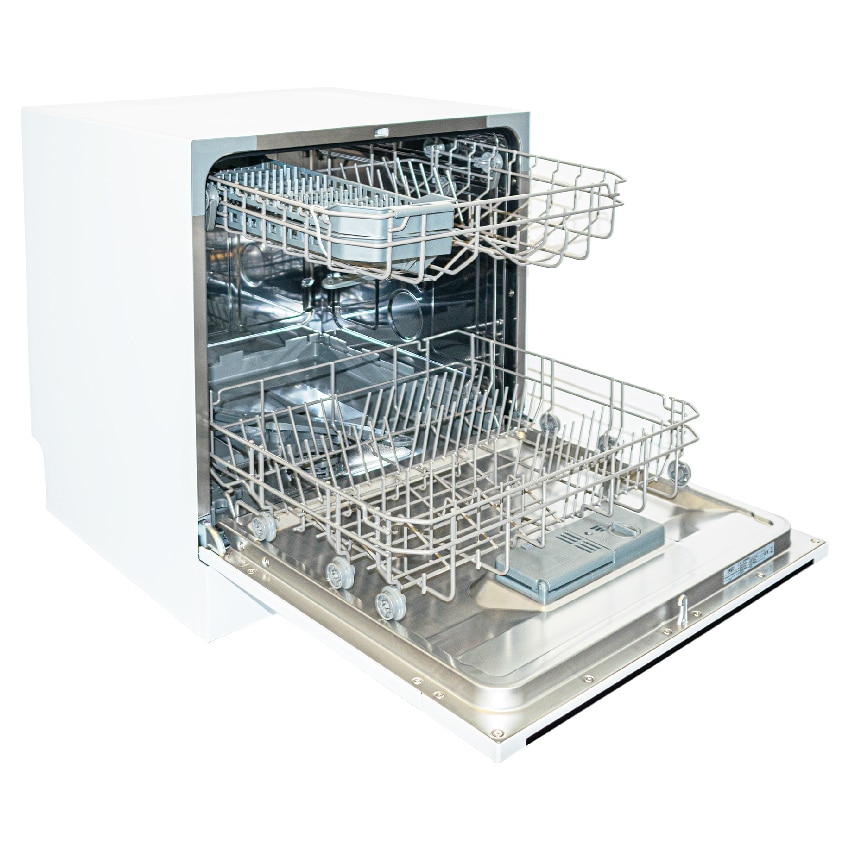 Masina spalat vase compacta NEI NDW8S-3802FW, Clasa F, 8 seturi, 7 programe, 55 cm, alba