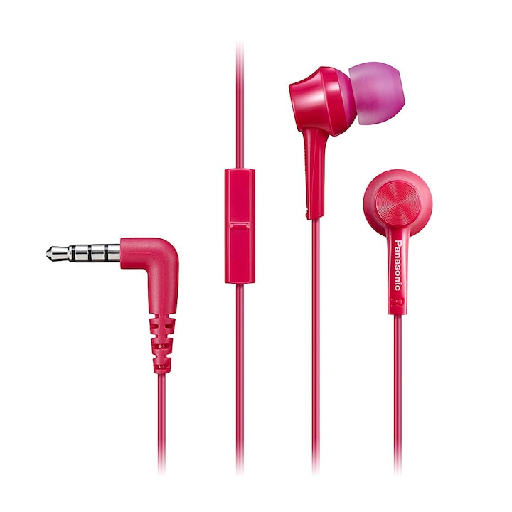 Casti Audio In Ear Panasonic RP-TCM115E-P, Cu fir, Microfon, Roz