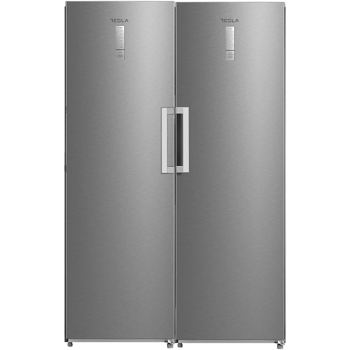 Frigider cu o usa Tesla RS3600FMX, 362 l, Clasa E, Total No Frost, Display LED, Control electronic, usa reversibila, H 185 cm, Inox