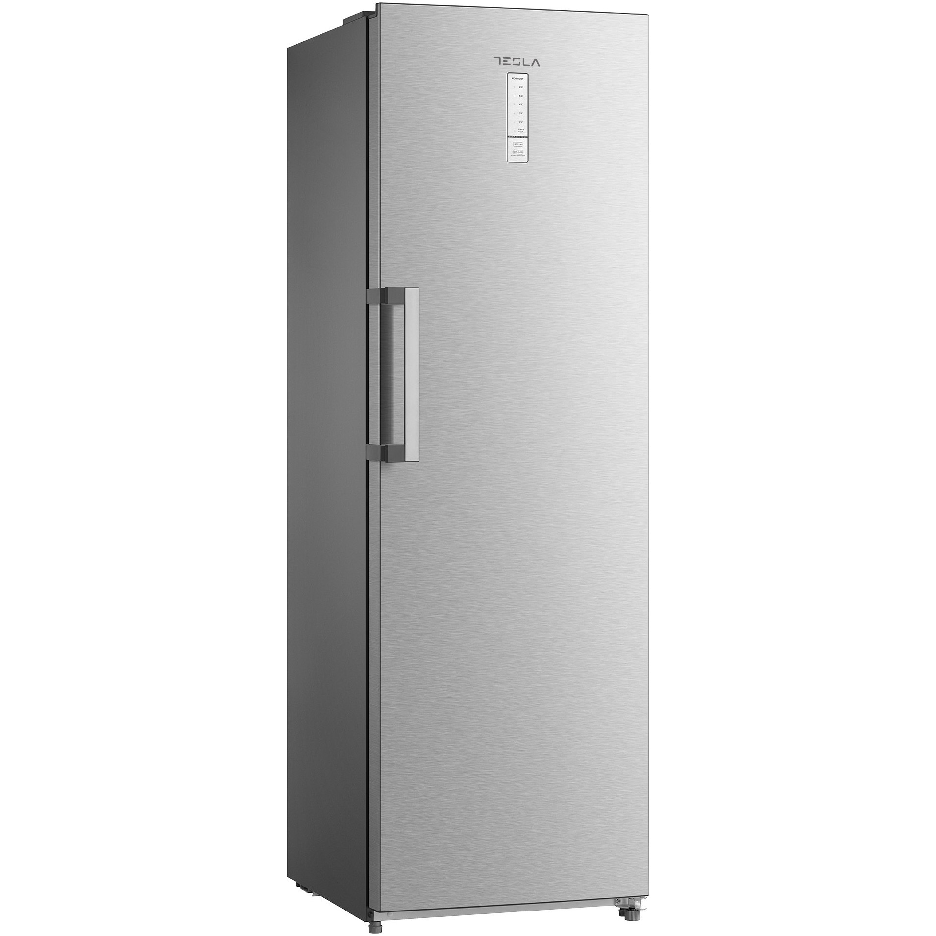 Frigider cu o usa Tesla RS3600FMX, 362 l, Clasa E, Total No Frost, Display LED, Control electronic, usa reversibila, H 185 cm, Inox