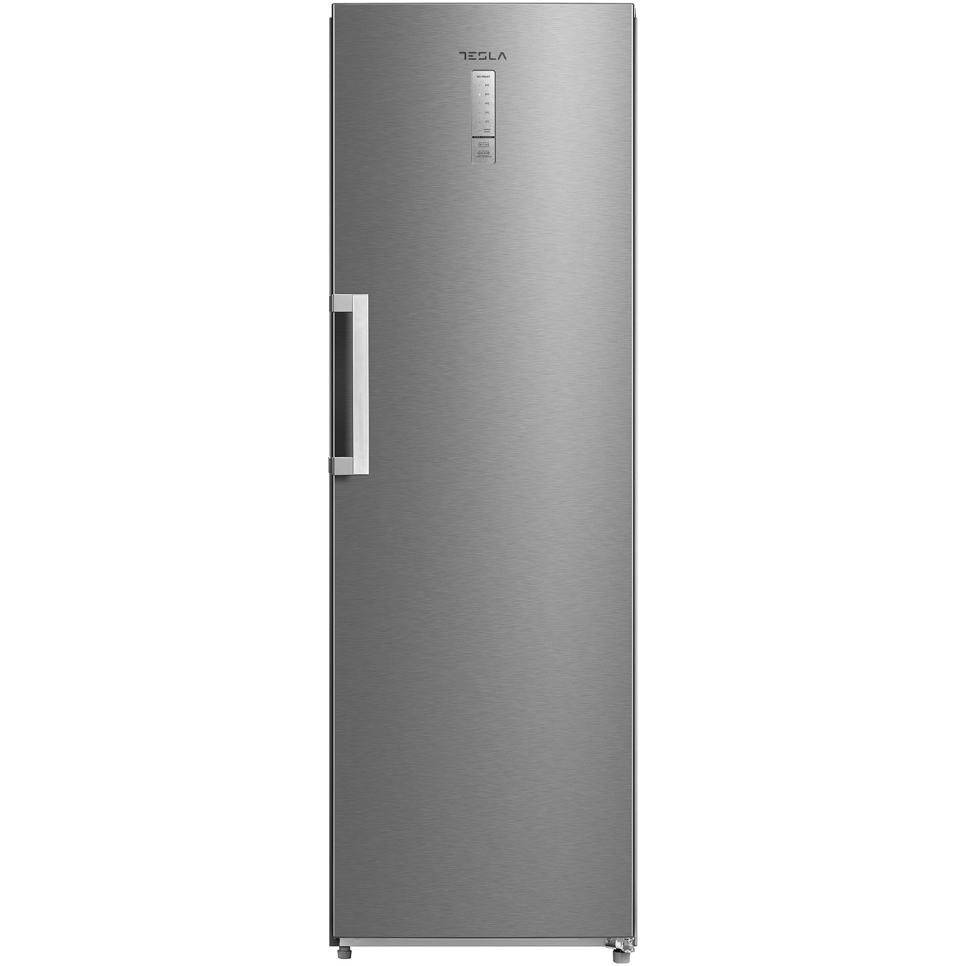Frigider cu o usa Tesla RS3600FMX, 362 l, Clasa E, Total No Frost, Display LED, Control electronic, usa reversibila, H 185 cm, Inox