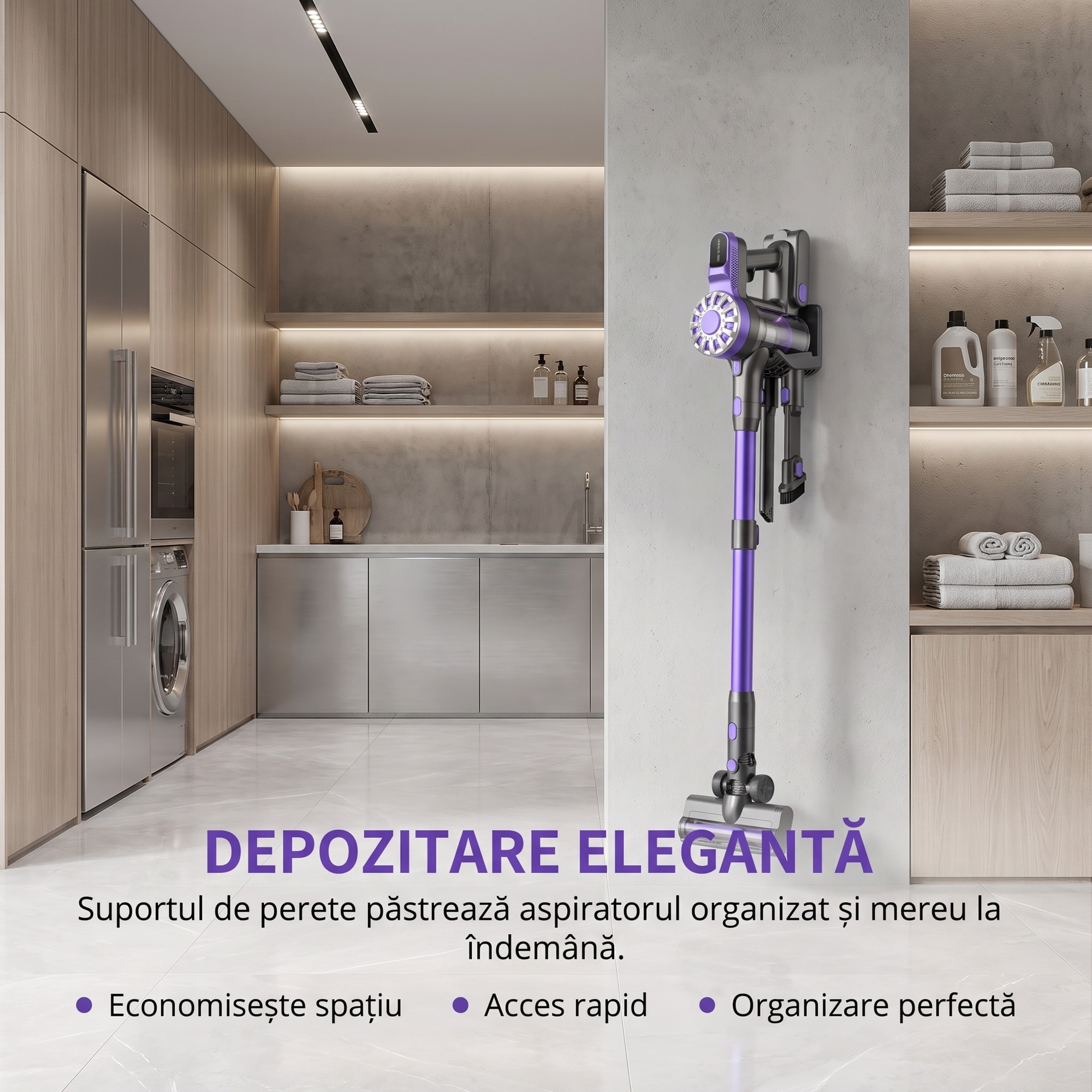 Aspirator Vertical 4 In 1, SeveShop® V08, Aspirator Fara Fir Cu Motor Ciclon 12000 Pa, Recipient 500 ml, Aspirator Vertical Cu Filtru HEPA, Iluminare LED, Autonomie 30 Min, Tub Telescopic, Rotatie 180°, Perii Multiple, Podea, Covor, Aspirator Mov