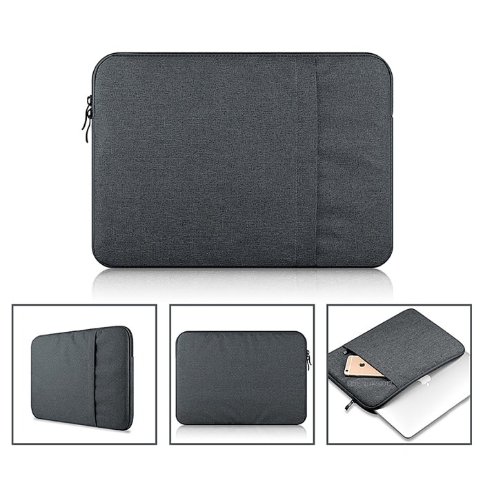 Husa de Protectie si Transport Laptop/Tableta, Dimensiune 15" Inch, Poliester/Impermeabil/Captusit la interior cu burete antisoc, Inchidere cu fermoar, Buzunar lateral, Compatibil Apple MacBook, Asus, Acer, Dell, Huawei, Negru