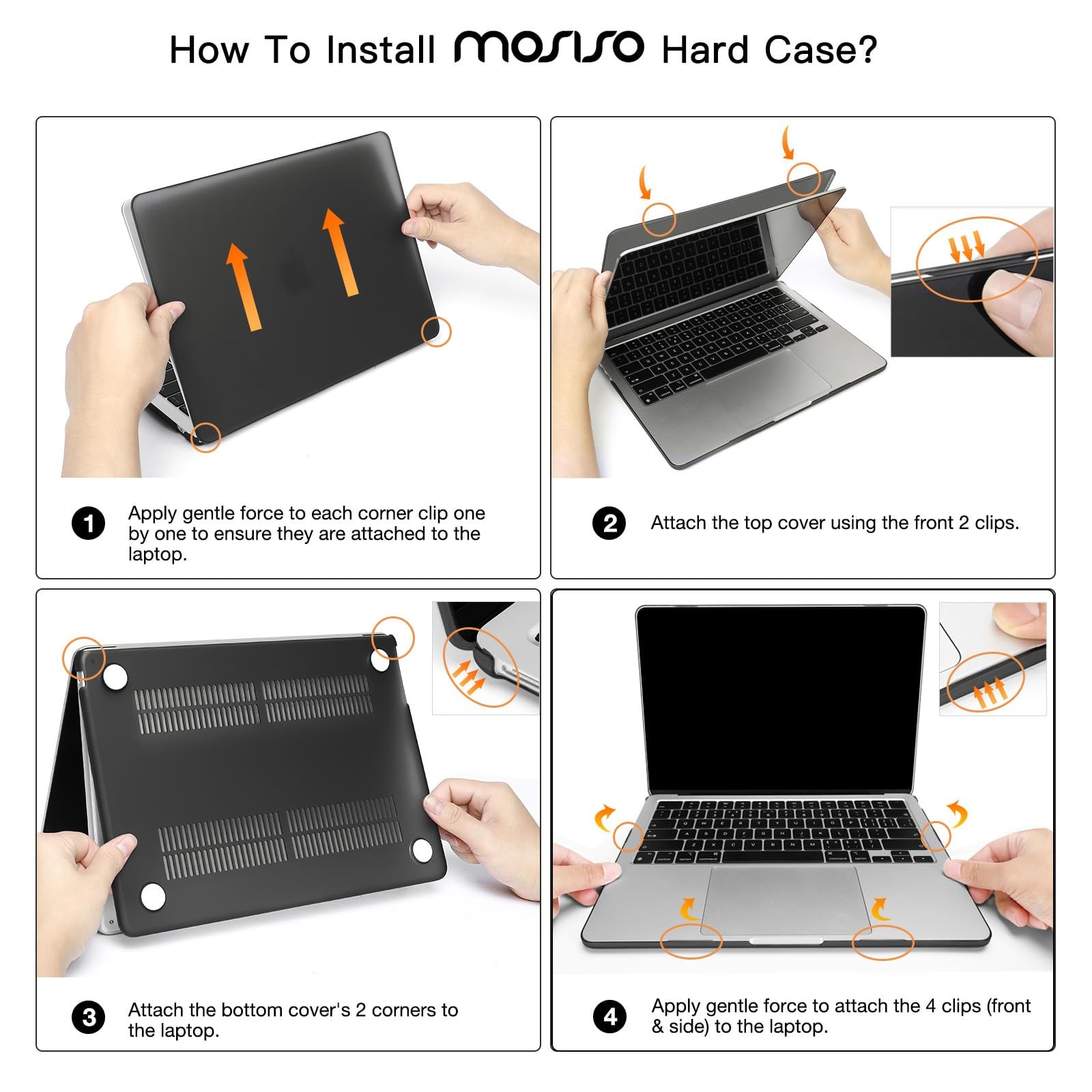 EXCITAT® Husa transparenta rigida pentru MacBook Air 13.6" (modele A2681/A3113/A3240, versiunile M2/M3/M4 2022-2024) - Set inclusiv husa transparenta, folie pentru tastatura (layout european), protectie ecran, compatibil cu Touch ID