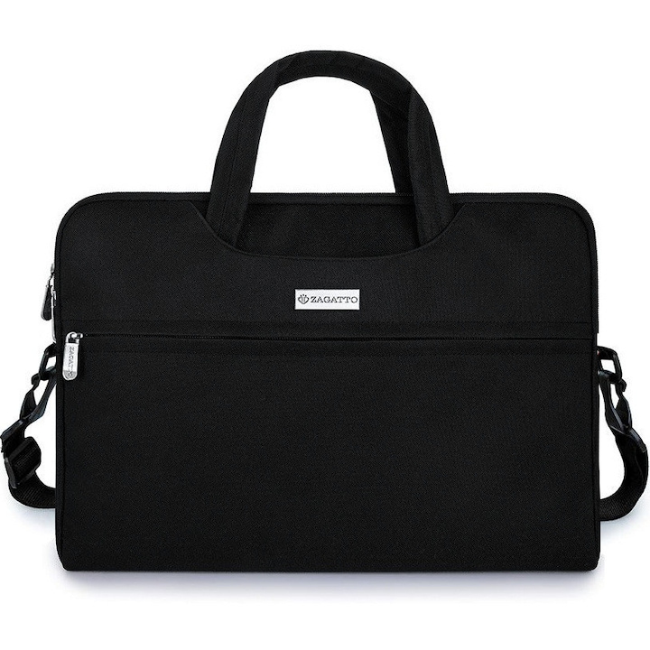 Geanta laptop dama, 15.6 inch, Zagatto® Nero, Neagra, 28.5x40.5x2.5 cm, Impermeabila, Eleganta, Business, Curea de umar reglabila si detasabila, Poate fii transformata in husa laptop, Pentru notebook, ZG627