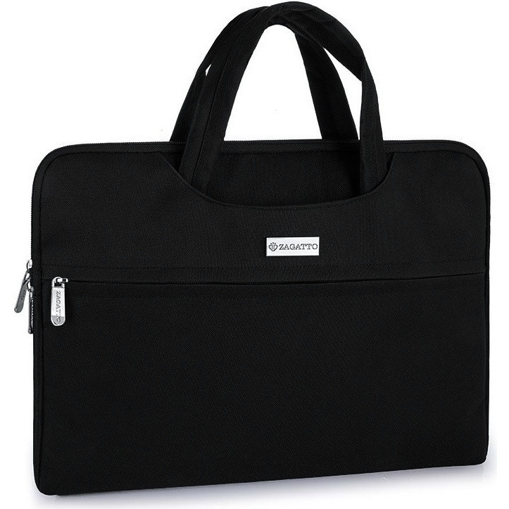 Geanta laptop dama, 15.6 inch, Zagatto® Nero, Neagra, 28.5x40.5x2.5 cm, Impermeabila, Eleganta, Business, Curea de umar reglabila si detasabila, Poate fii transformata in husa laptop, Pentru notebook, ZG627