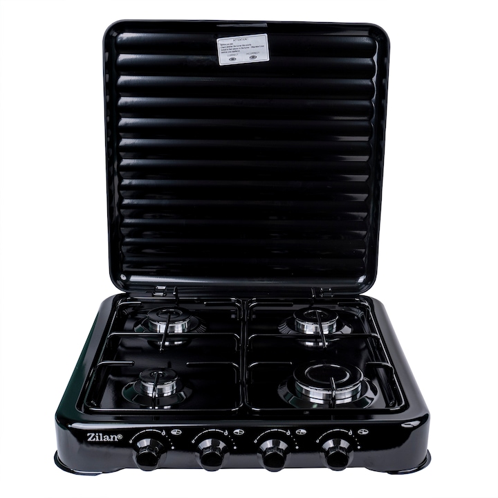 Aragaz Zilan ZLN7079, 4 arzatoare, alimentare GPL butelie, negru