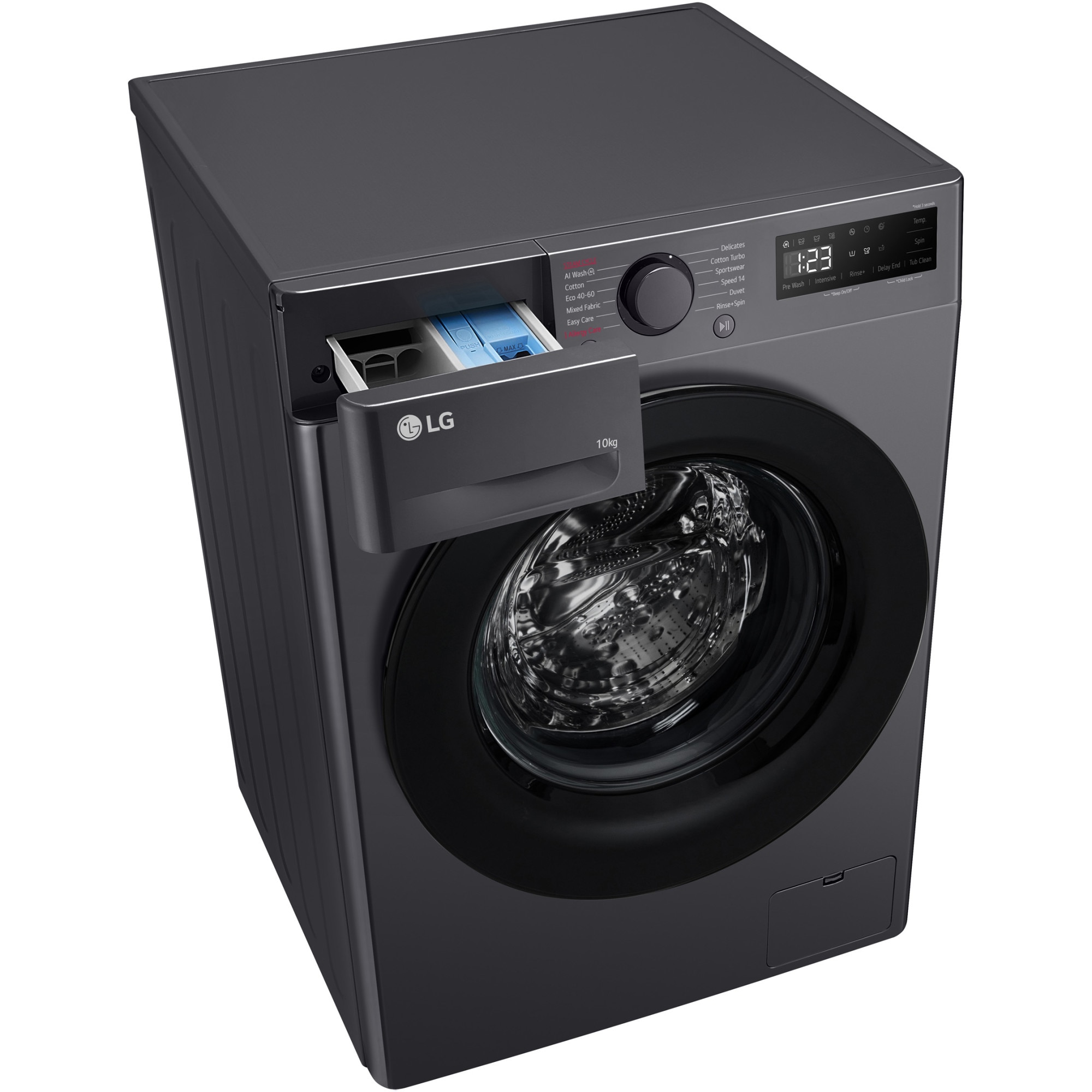 Masina de spalat rufe LG F4WR510SBM, 10 kg, 1400 rpm, Clasa A, Motor AI Direct Drive, AI Wash, Smart Diagnosis, Negru