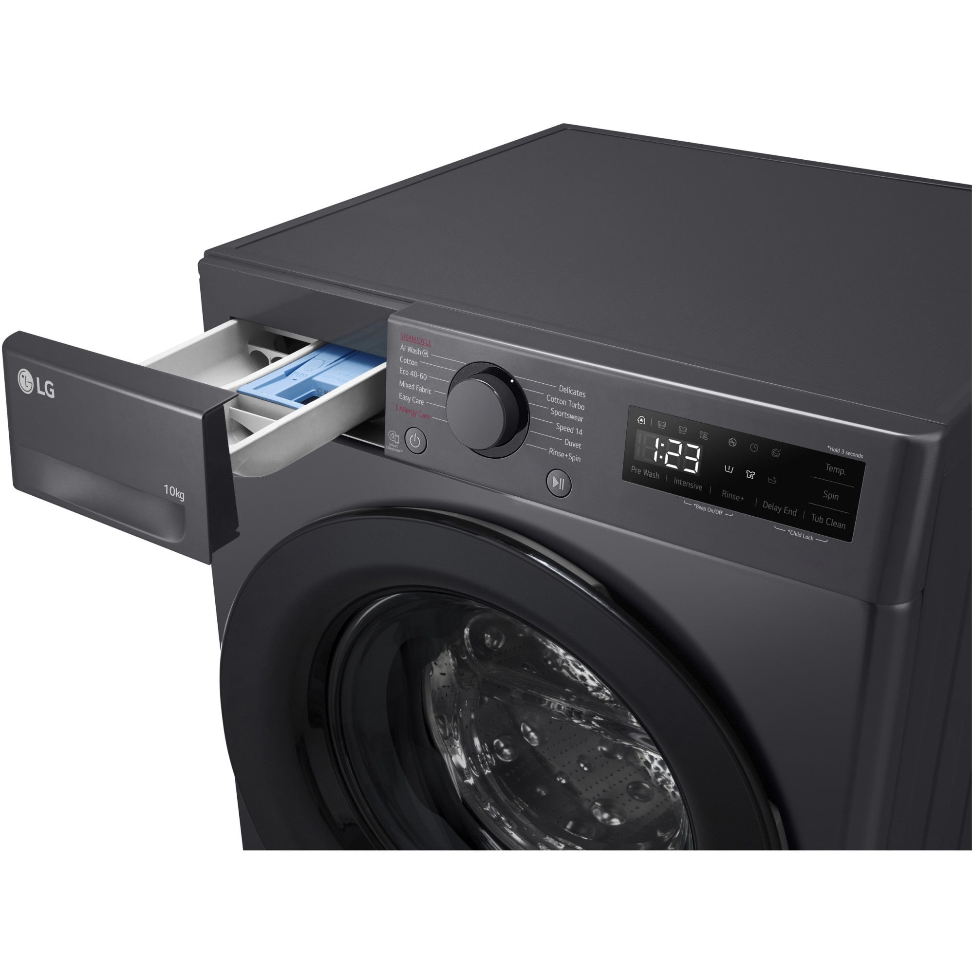 Masina de spalat rufe LG F4WR510SBM, 10 kg, 1400 rpm, Clasa A, Motor AI Direct Drive, AI Wash, Smart Diagnosis, Negru