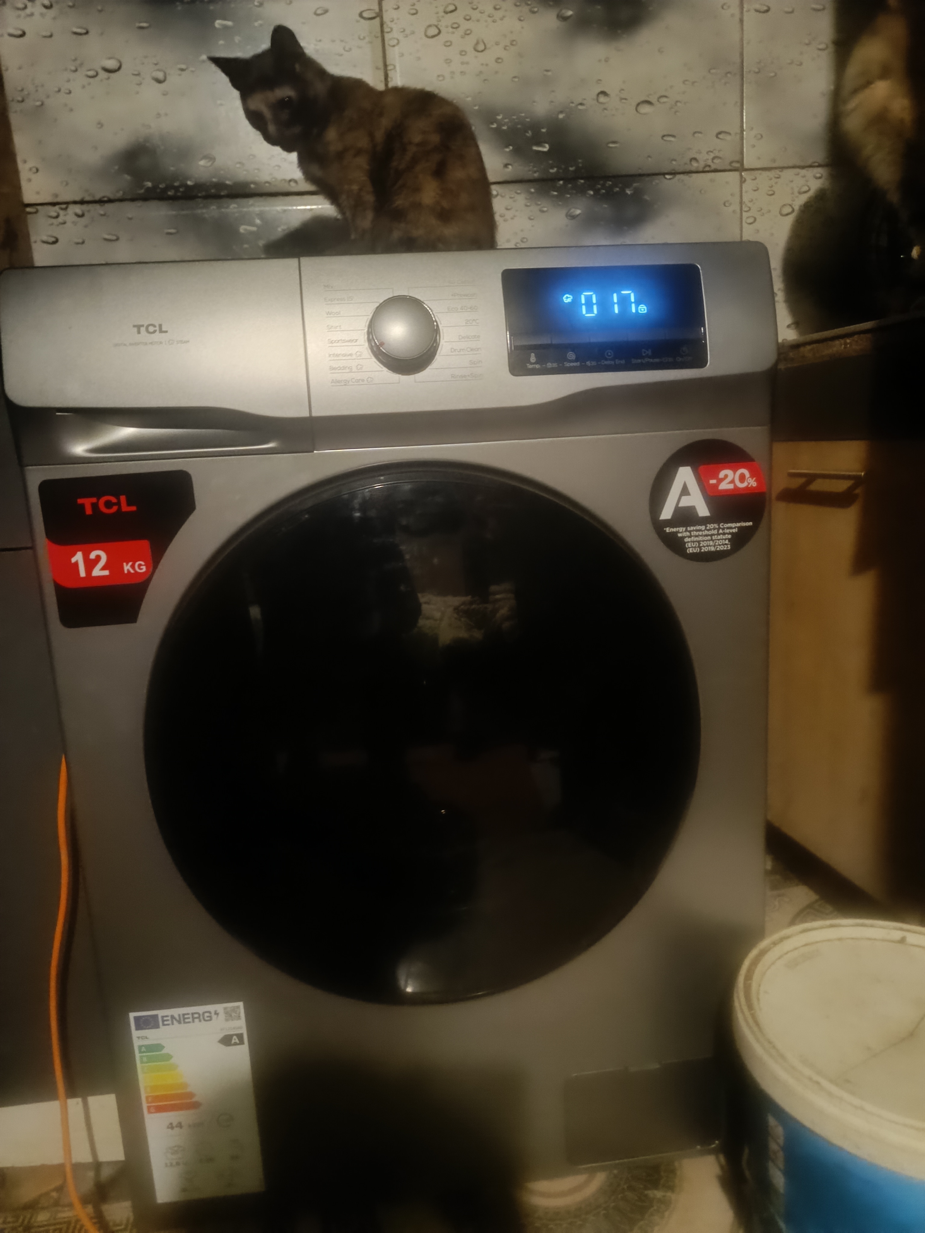 Masina de spalat rufe TCL FF1214SA0, 12 kg, 1400 RPM, Clasa A, Motor Inverter, Steam Wash, Drum Clean, Honeycomb Drum, Add Garment, Argintiu