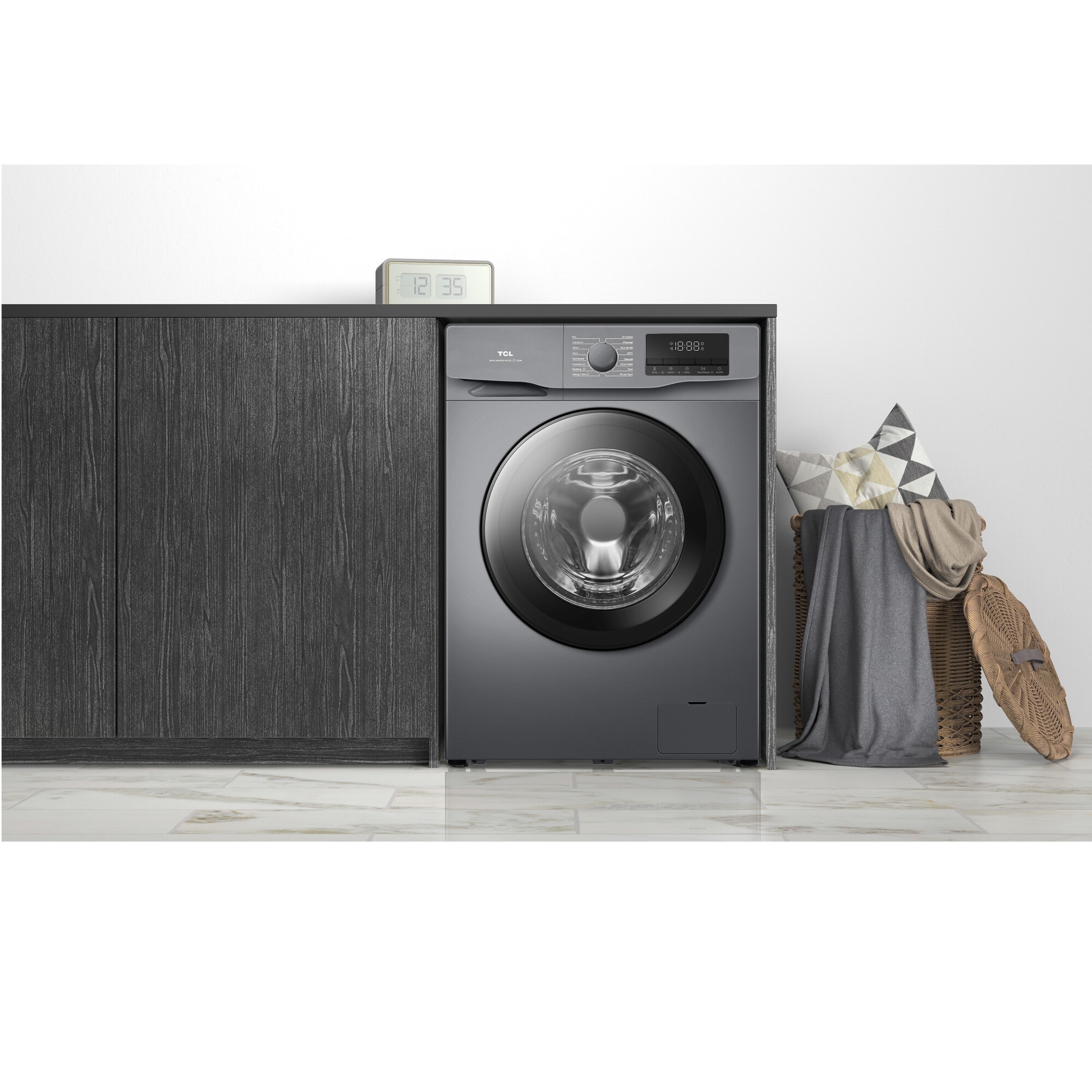 Masina de spalat rufe TCL FF1214SA0, 12 kg, 1400 RPM, Clasa A, Motor Inverter, Steam Wash, Drum Clean, Honeycomb Drum, Add Garment, Argintiu