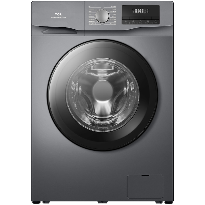 Masina de spalat rufe TCL FF1214SA0, 12 kg, 1400 RPM, Clasa A, Motor Inverter, Steam Wash, Drum Clean, Honeycomb Drum, Add Garment, Argintiu