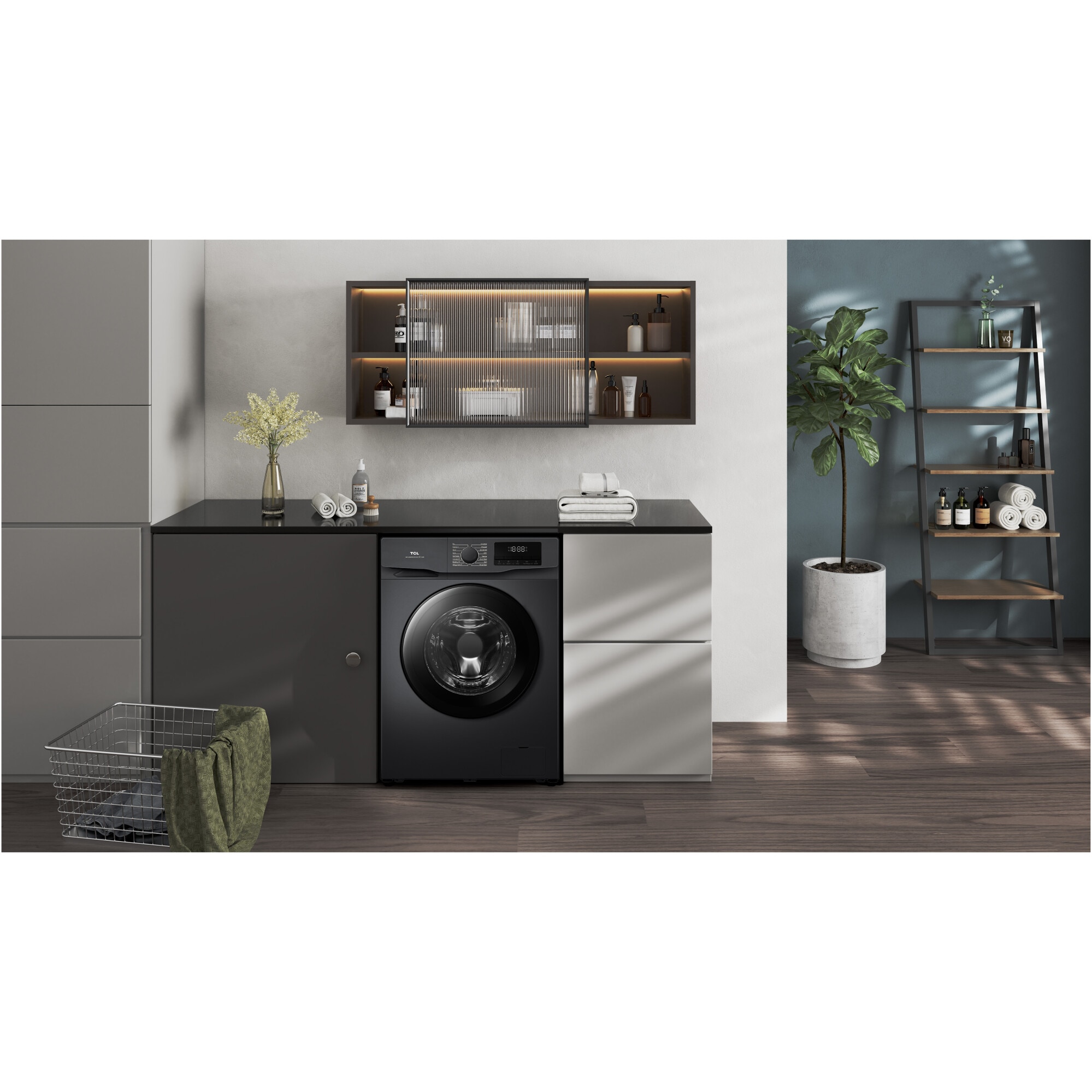 Masina de spalat rufe TCL FF1214SA0, 12 kg, 1400 RPM, Clasa A, Motor Inverter, Steam Wash, Drum Clean, Honeycomb Drum, Add Garment, Argintiu