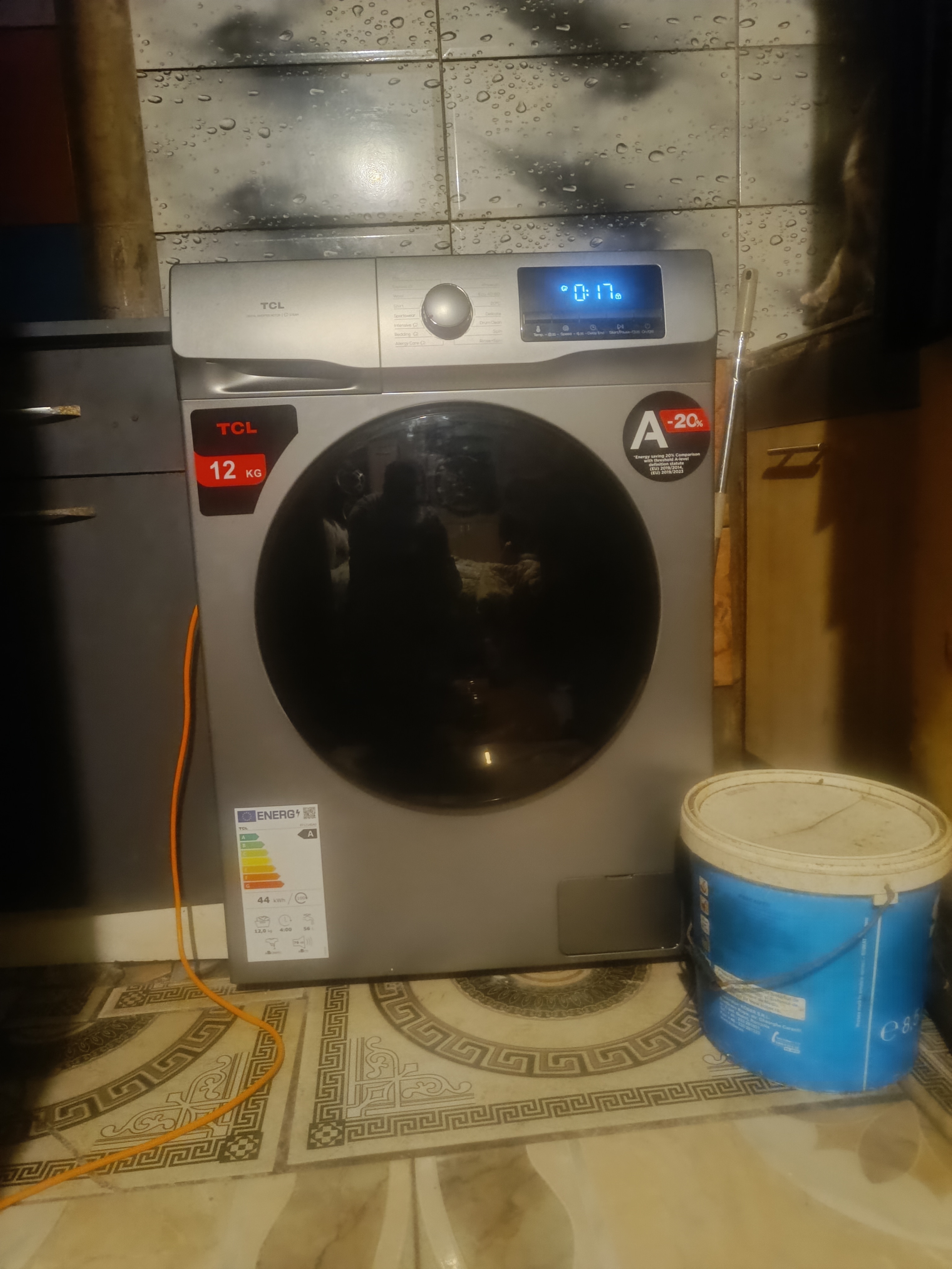Masina de spalat rufe TCL FF1214SA0, 12 kg, 1400 RPM, Clasa A, Motor Inverter, Steam Wash, Drum Clean, Honeycomb Drum, Add Garment, Argintiu