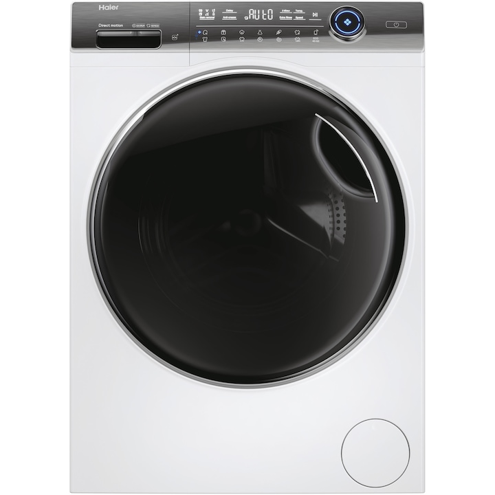 Masina de spalat rufe Haier HW80-B14979TU1-S, motor Direct Motion, clasa A, 8 kg, 1400 rpm, conectivitate WiFi/ hOn app, ABT, Refresh, Anti-Crease, Smart Dual Spray, DrumLight, alba