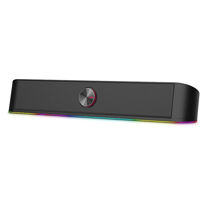 Soundbar NOD Airglow, 2.0, Iluminare RGB, 6W, USB, Negru