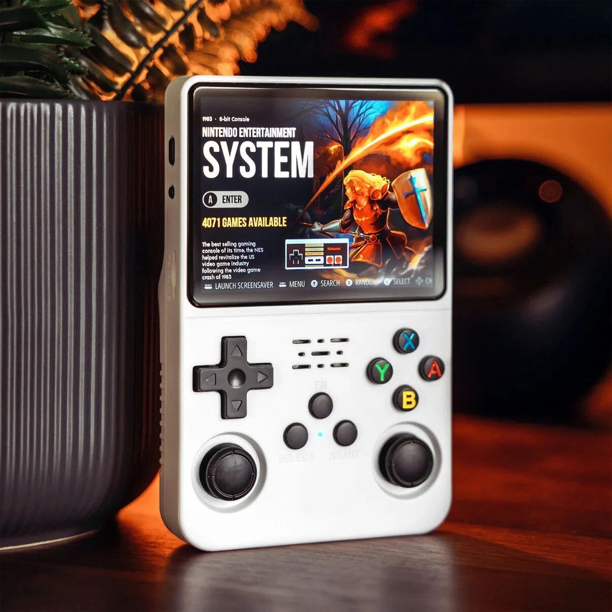 Consola retro portabila R36S 64GB cu jocuri, quad core Cortex-A53 1.5GHz, 1GB DDR3, IPS LCD 3.5" 640x480, 3200 mAh, alb