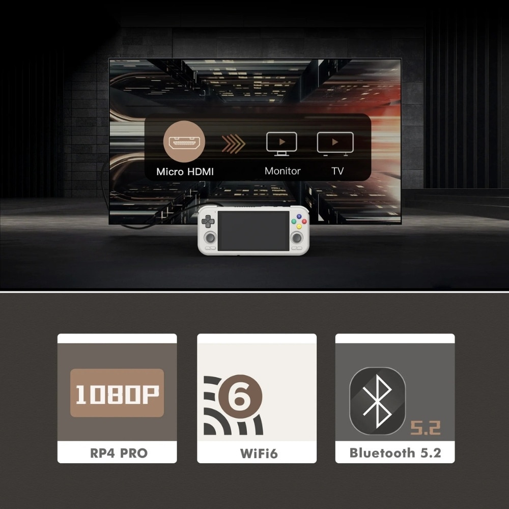 Consola portabila Retroid Pocket 4 Pro, MediaTek Dimensity 1100, Mali-G77 MC9, 8GB RAM LPDDR4x, 128GB, Display 4.7 inch, 5000mAh, Bluetooth 5.2, WiFi, USB-C, Gri