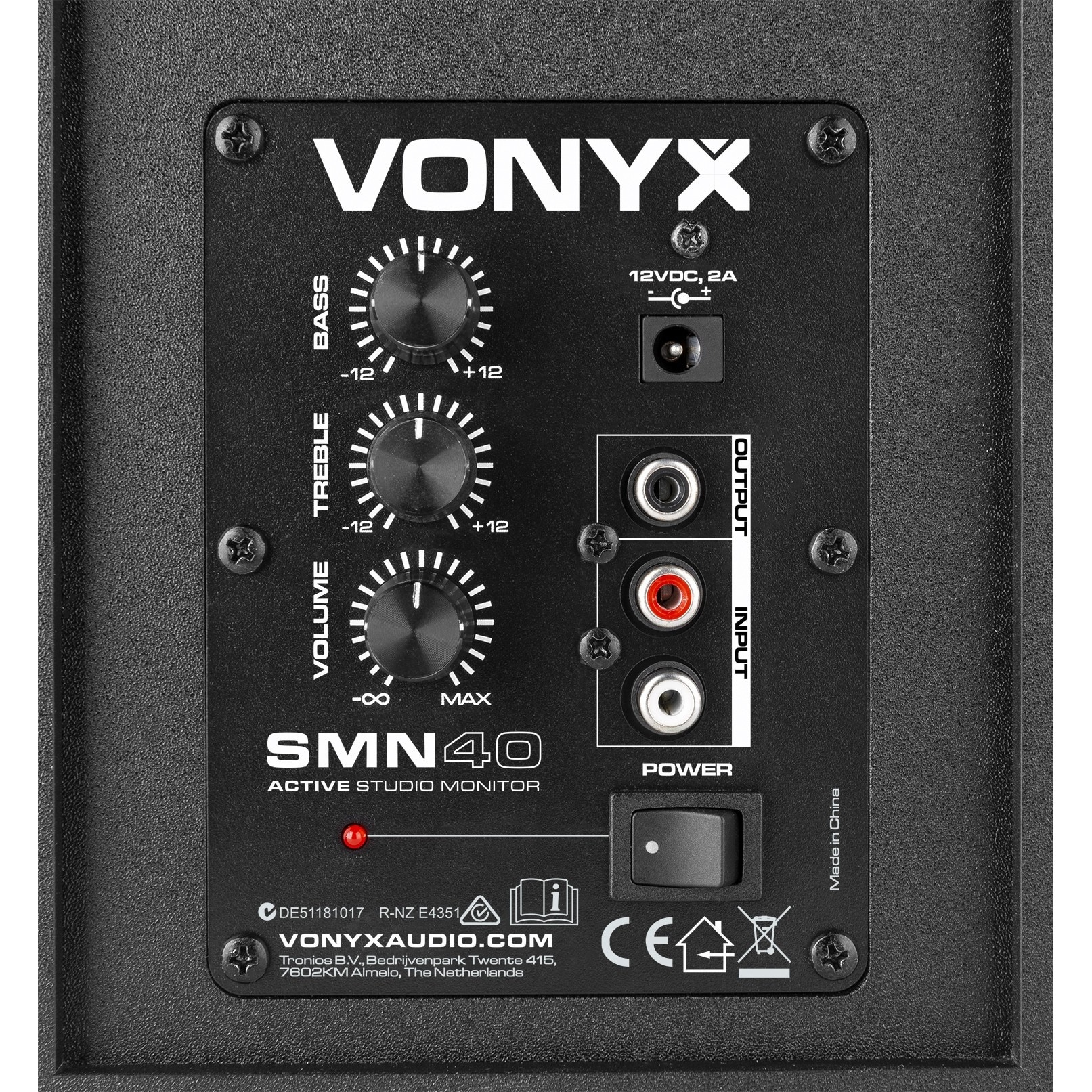Set 2 monitoare de studio active, 4”, 50W RMS, negru, Vonyx SMN40B