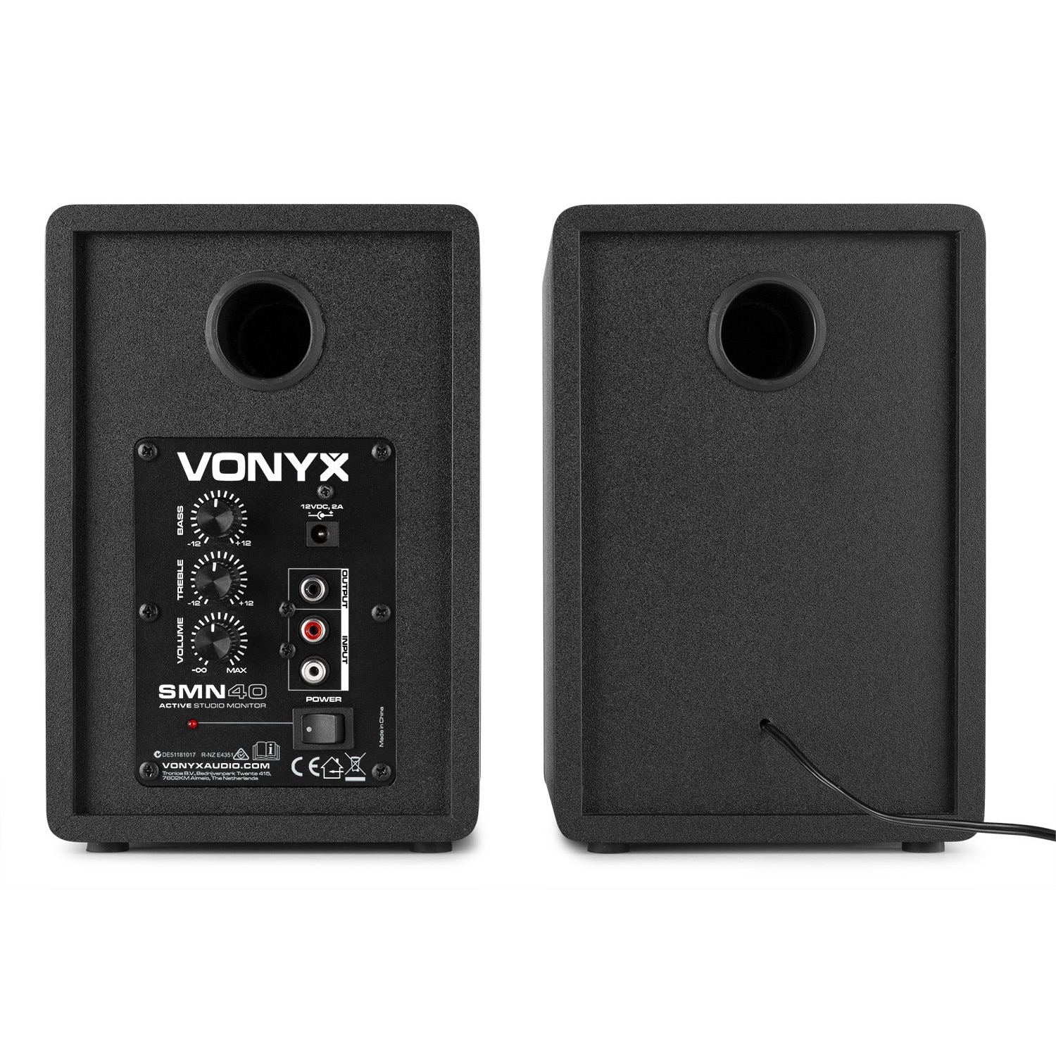 Set 2 monitoare de studio active, 4”, 50W RMS, negru, Vonyx SMN40B