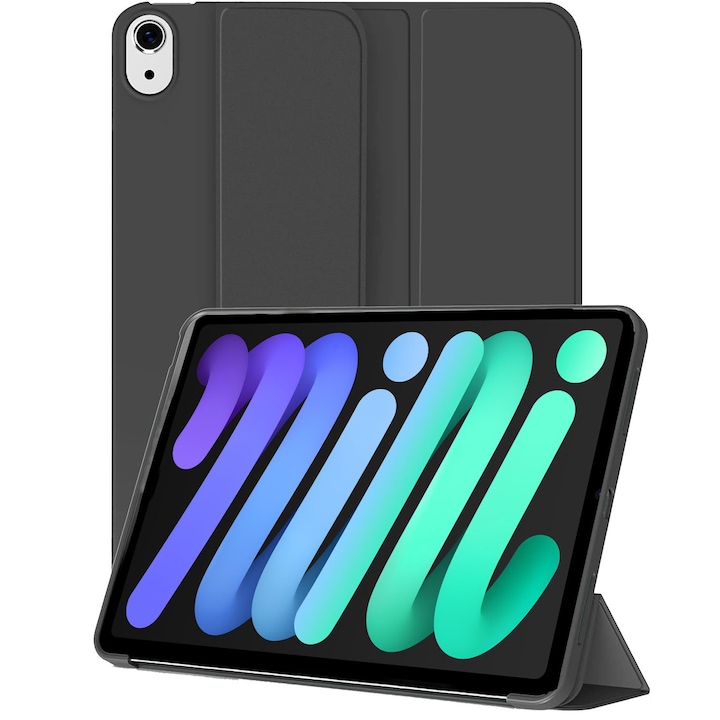 Husa Ultra Slim pentru tableta Apple iPad Mini 7 / 6, 8.3", Silicon TPU, Smart Cover - Negru