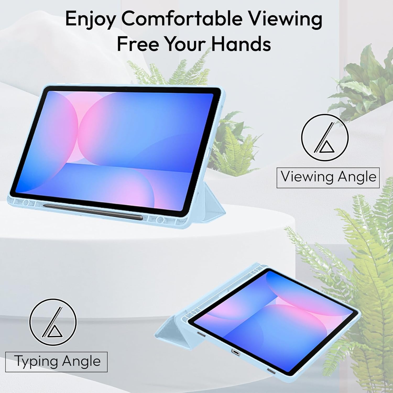 Husa Trifold Magnetica pentru Samsung Galaxy Tab S10 Lite / S10 FE 10.9" (2025), Smart Cover, Suport Stylus - Ice Blue