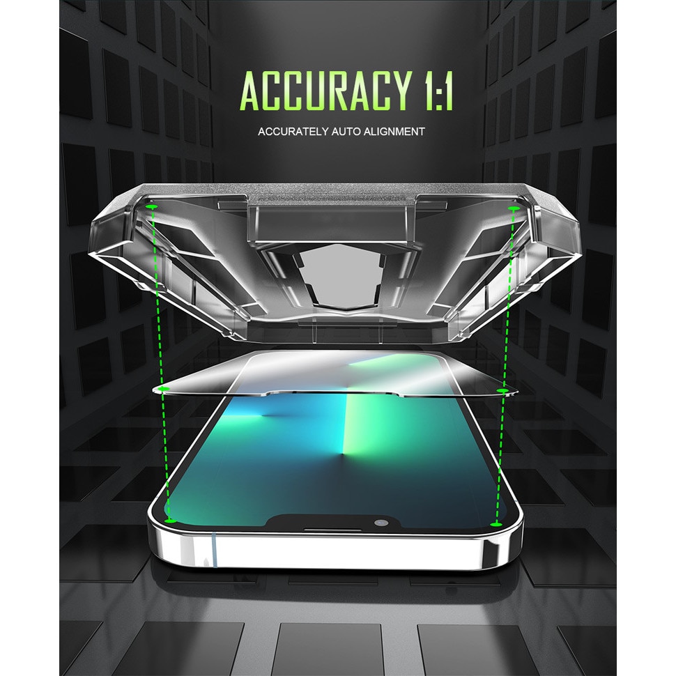 Folie de protectie din sticla premium pentru iPhone 16e/14/13/13pro, acoperire a intregului ecran, instalare usoara si rapida cu dispozitiv de potrivire automata, ZYuuan, transparent