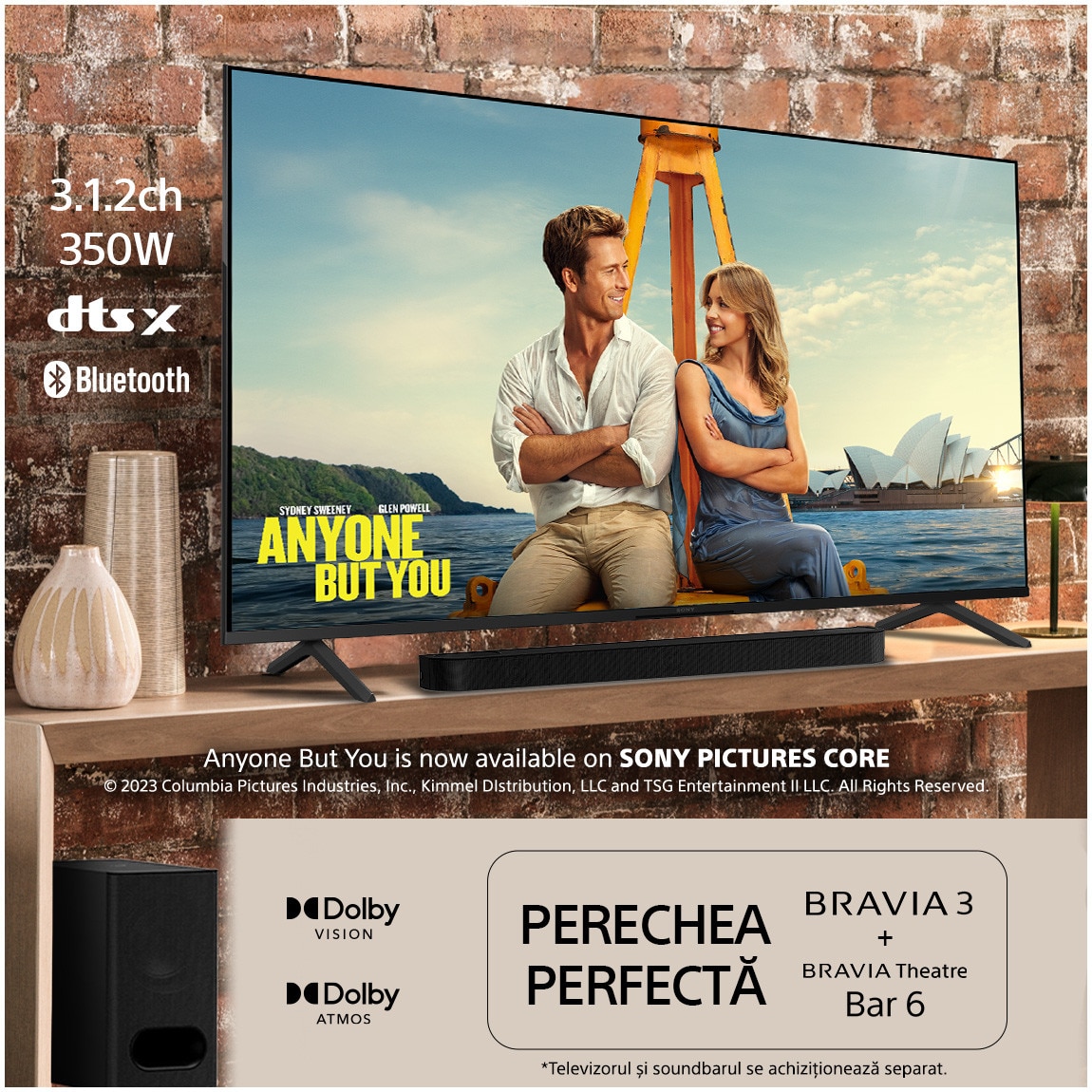 Televizor Sony BRAVIA 3 LED 50S39, 126 cm, Smart Google TV, 4K Ultra HD, Clasa E (Model 2025)