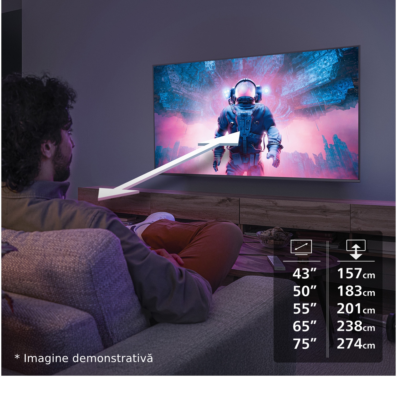 Televizor Philips LED 55PUS7000, 139 cm, Smart TV, 4K Ultra HD, Clasa E (Model 2025)