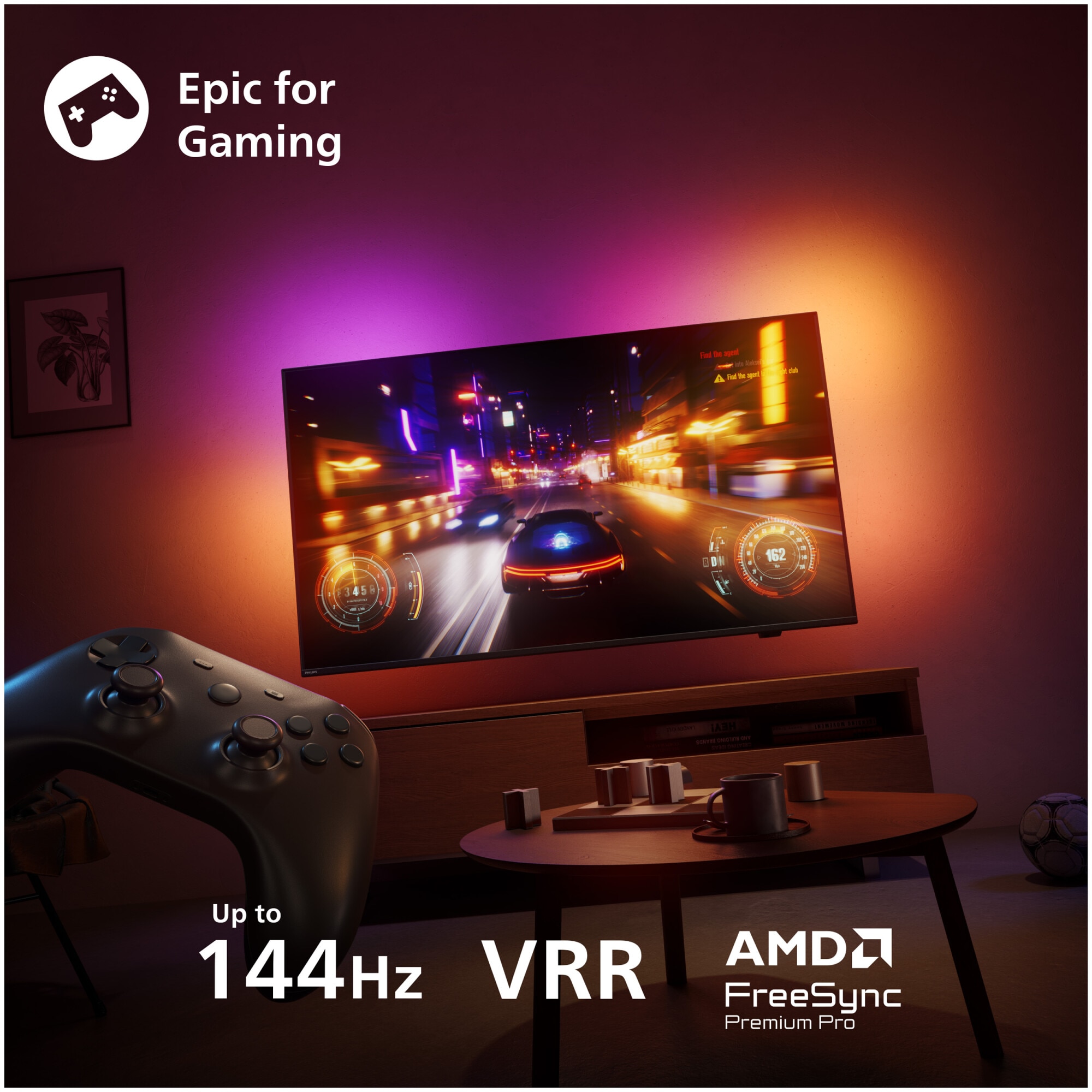 Televizor Philips AMBILIGHT tv QD-MiniLED 55MLED920, 139 cm, Smart TV, 4K Ultra HD, 100 Hz, Clasa F (Model 2025)