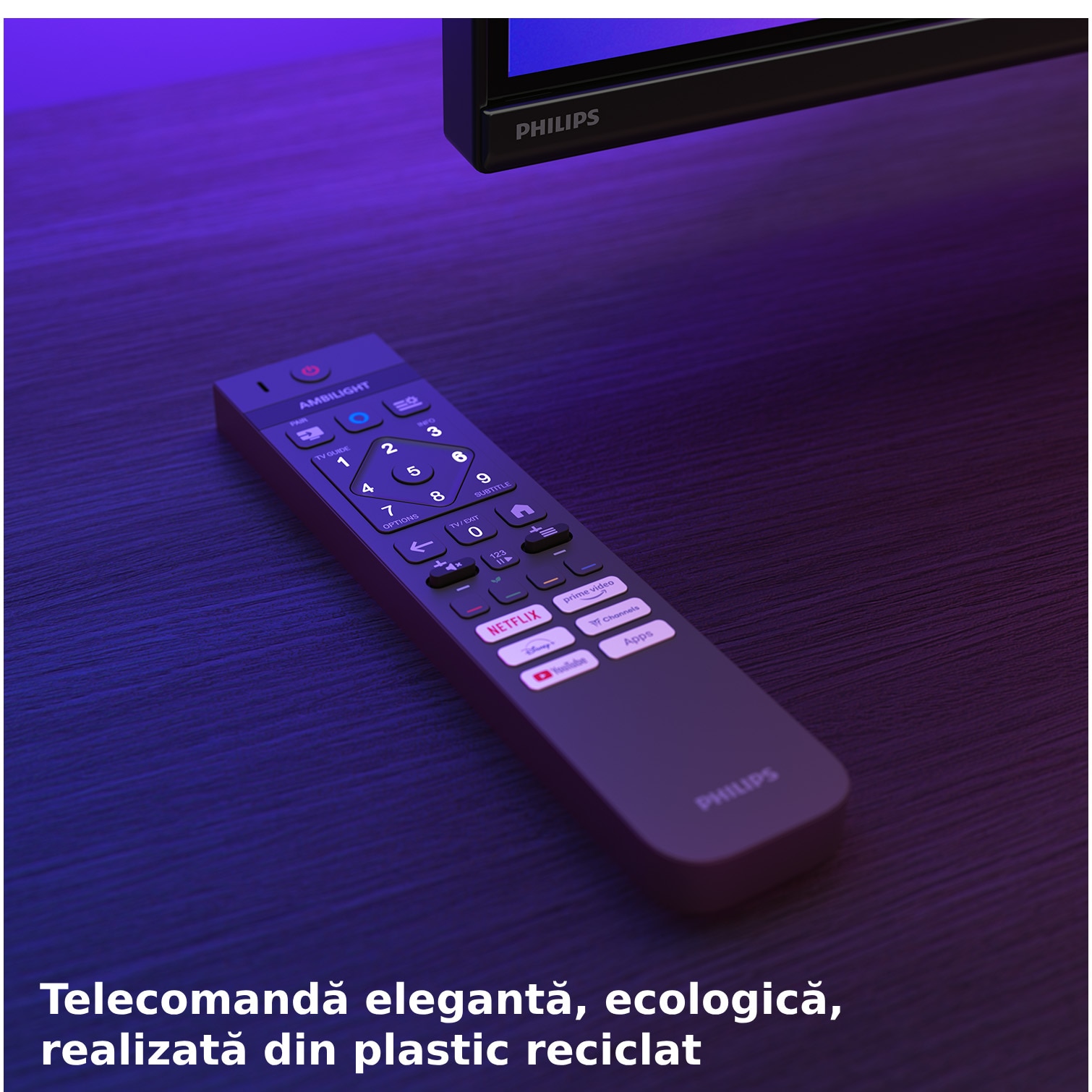 Televizor Philips AMBILIGHT tv QD-MiniLED 55MLED920, 139 cm, Smart TV, 4K Ultra HD, 100 Hz, Clasa F (Model 2025)